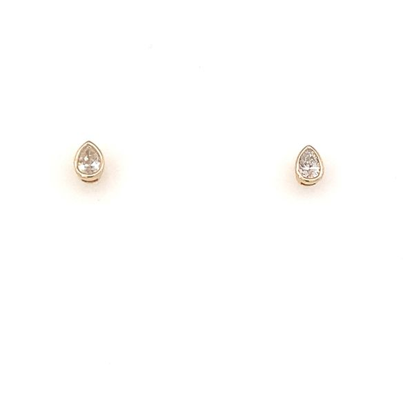 14kt Yellow Gold Bezel Set Pear Shaped Diamond Stud Earrings Becky Beauchine Kulka Diamonds and Fine Jewelry Okemos, MI