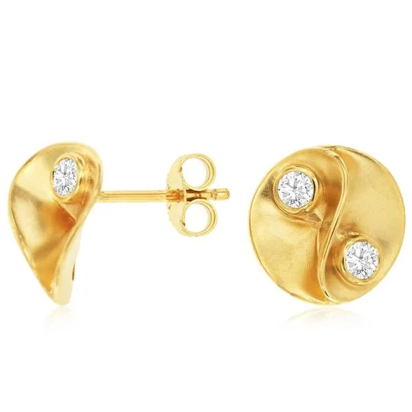14kt Yellow Gold Ying Yang Diamond Stud Earrings