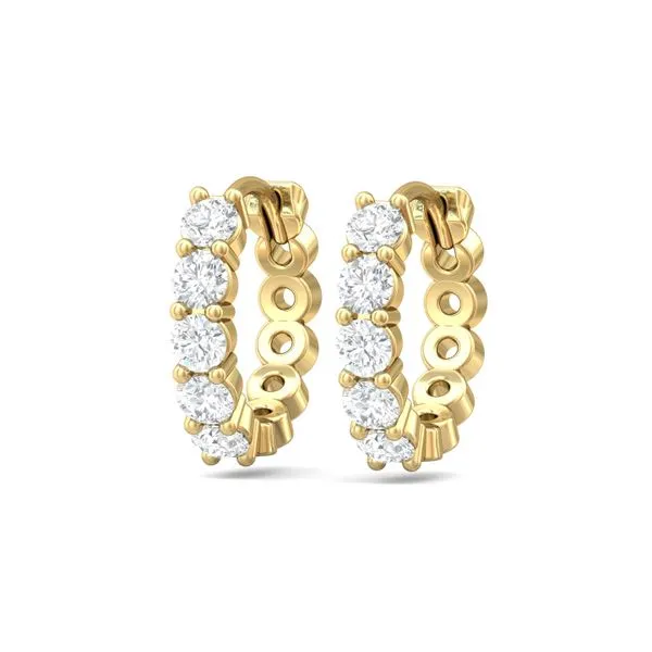 14kt Yellow Gold 5 Stone Diamond Huggie Hoops by Martin Flyer Image 2 Becky Beauchine Kulka Diamonds and Fine Jewelry Okemos, MI