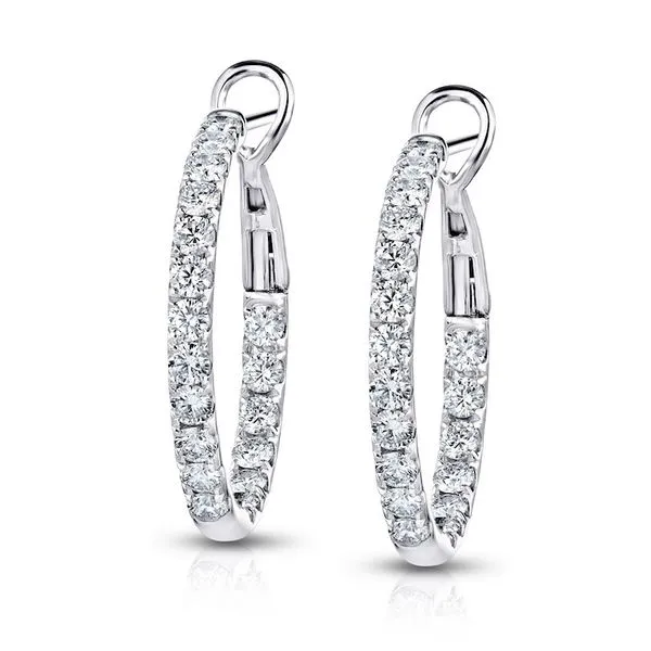 18kt White Gold Inside-Outside 2.25cttw Diamond Hoop Earr...