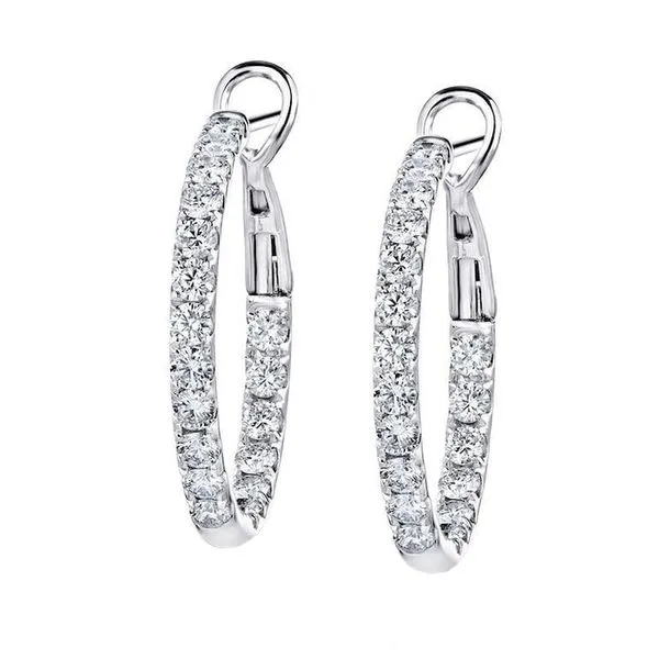 18kt White Gold Diamond Hoop Earrings