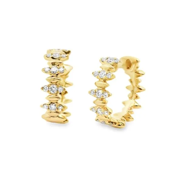 14kt Yello Gold Diamond Fashion Huggie Hoop Earring