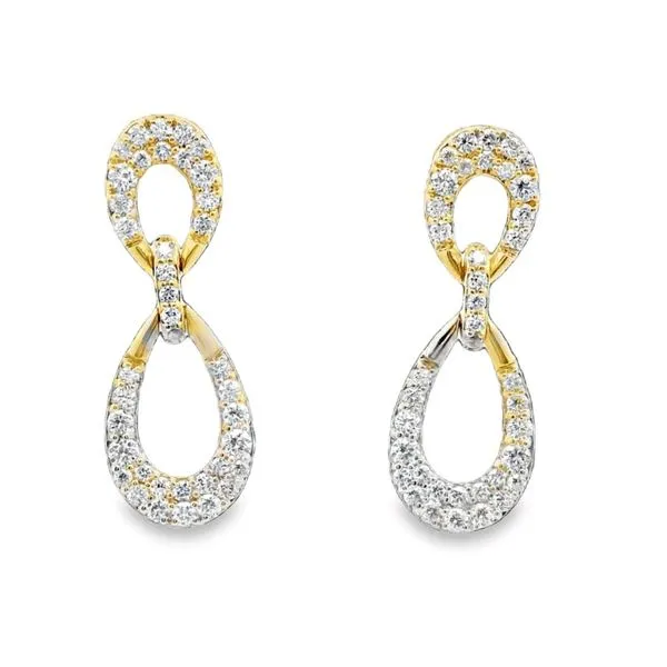 14kt Yellow Gold Pave Diamond Drop Link Earrings