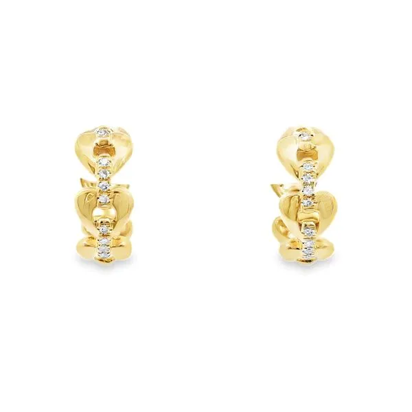 14kt Yellow Gold Diamond Accented  Chain Link Huggie Hoop...