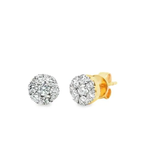 14kt Yellow Gold Diamond Halo Stud Earrings