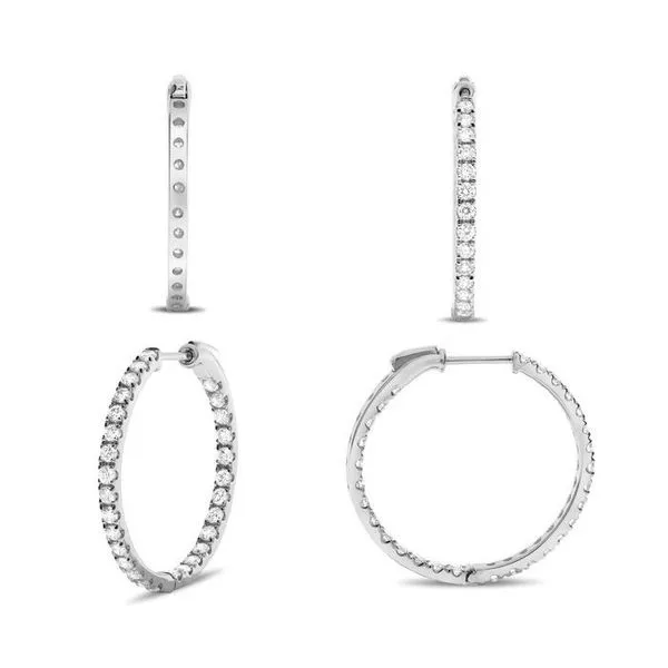 14kt White Gold .75 Inch Inside-Outside Diamond Hoop Earrings Becky Beauchine Kulka Diamonds and Fine Jewelry Okemos, MI