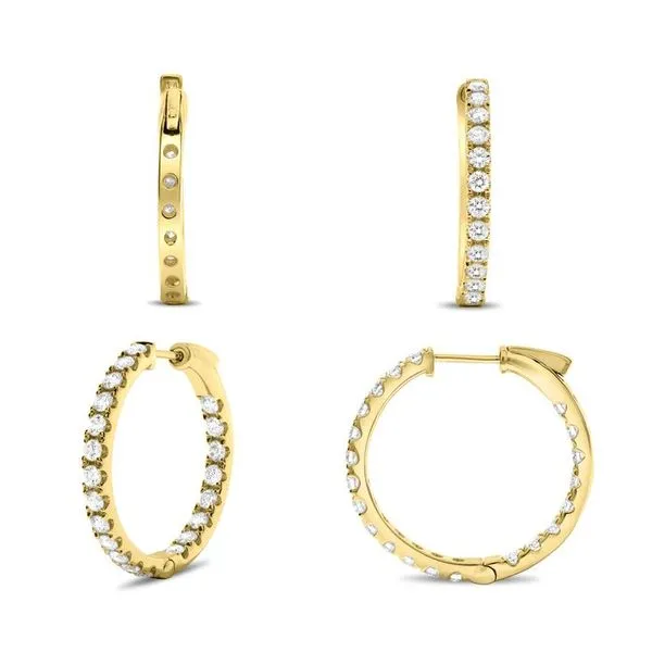 14kt Yellow Gold Inside-Outside 1.50cttw Diamond Hoop Earrings Becky Beauchine Kulka Diamonds and Fine Jewelry Okemos, MI