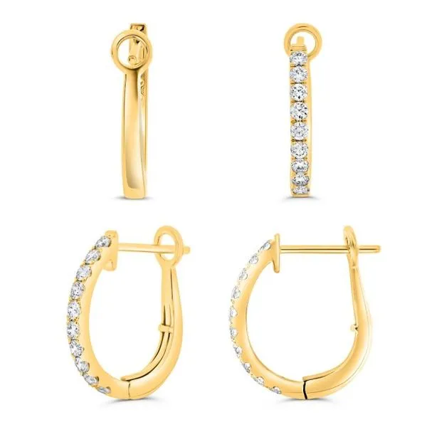 14kt Yellow Gold Diamond Huggie Hoop Earrings
