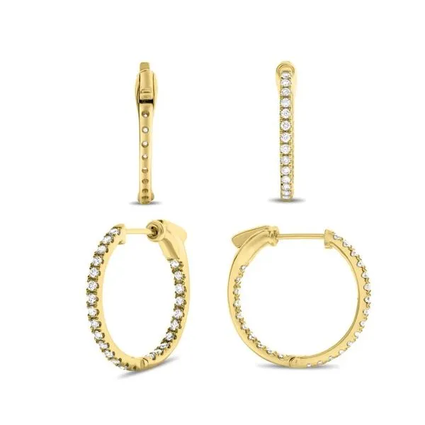 14kt Yellow Gold Diamond Inside-Outside Hoop Earrings