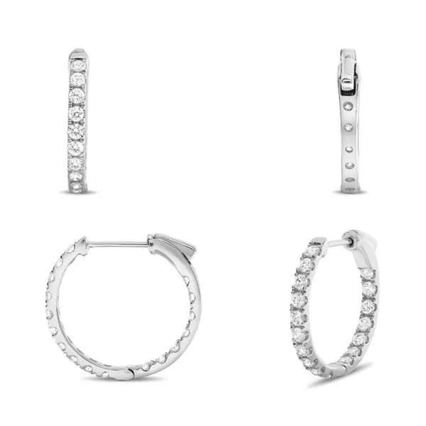 14kt White Gold Inside-Outside Diamond Hoop Earrings