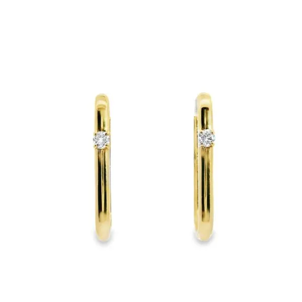14kt Yellow Gold Diamond Accented Paperclip Hoop