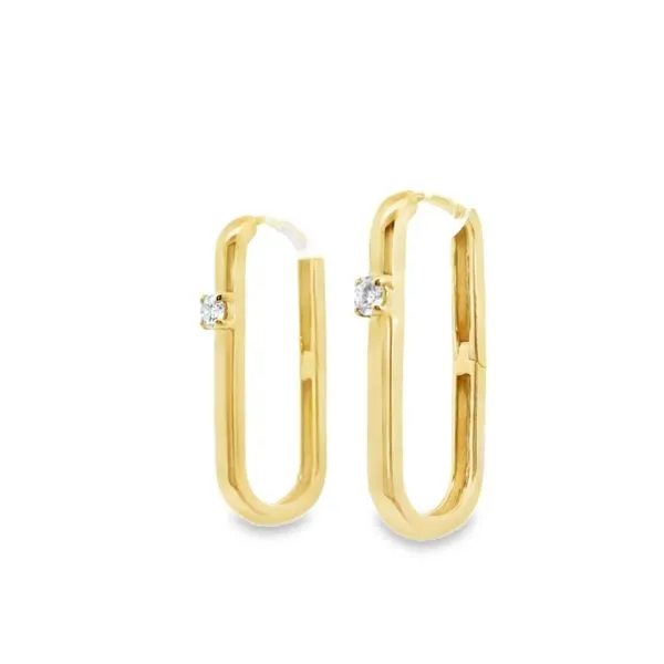 14kt Yellow Gold Diamond Accented Paperclip Hoop