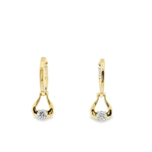 14kt Yellow Gold Drop Link Diamond Hugggie Earring
