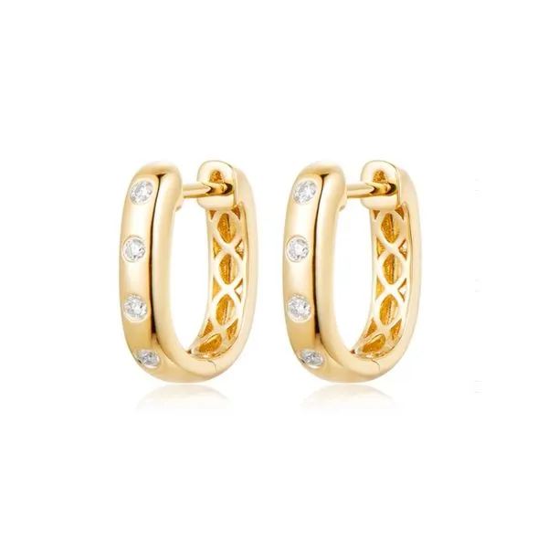 14kt Yellow Gold Diamond Accented Hoop Earrings
