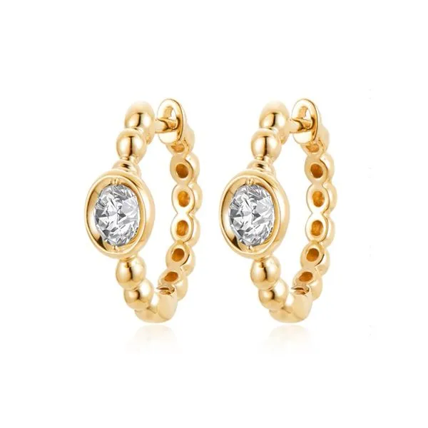 14kt Yellow Gold Diamond Accented Fashion Hoop Earrings