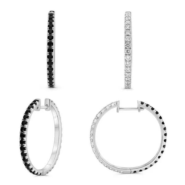 14kt White Gold Dual Stone Black and White Diamond Hoop Earrings Becky Beauchine Kulka Diamonds and Fine Jewelry Okemos, MI