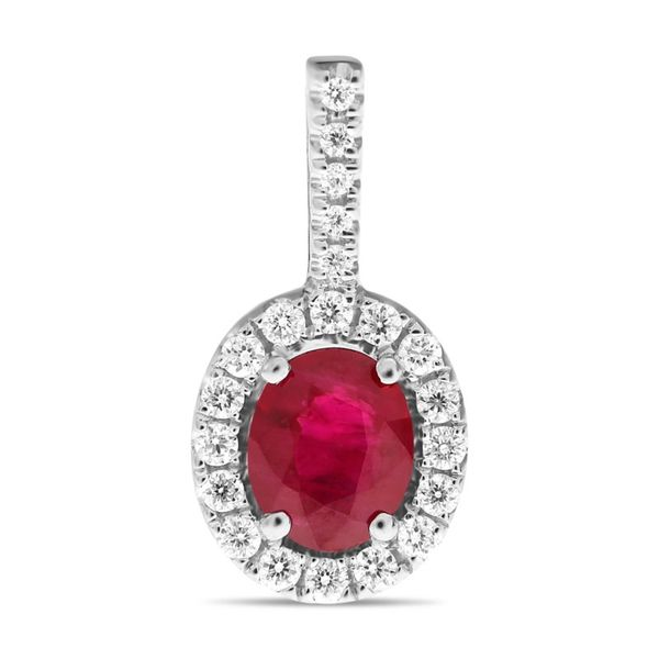 14kt White Gold Ruby and Diamond Halo Pendant Becky Beauchine Kulka Diamonds and Fine Jewelry Okemos, MI
