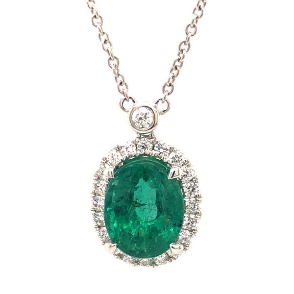 2.51 Natural Emerald with .26cttw Diamond Accented Necklace Becky Beauchine Kulka Diamonds and Fine Jewelry Okemos, MI
