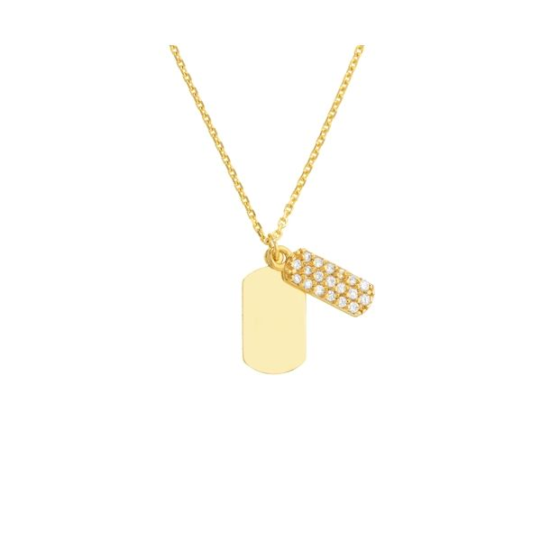 14K Yellow Gold Double Dog Tag Diamond Pendant Becky Beauchine Kulka Diamonds and Fine Jewelry Okemos, MI