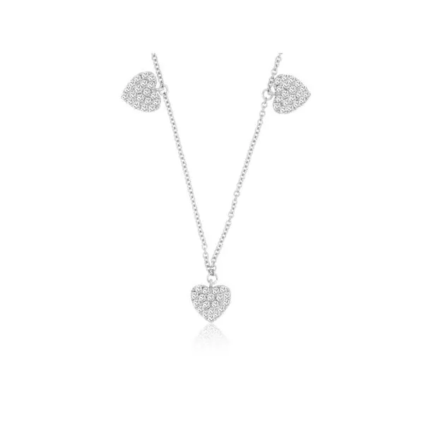 14kt White Gold Pave Diamond Heart Station Necklace similar item image