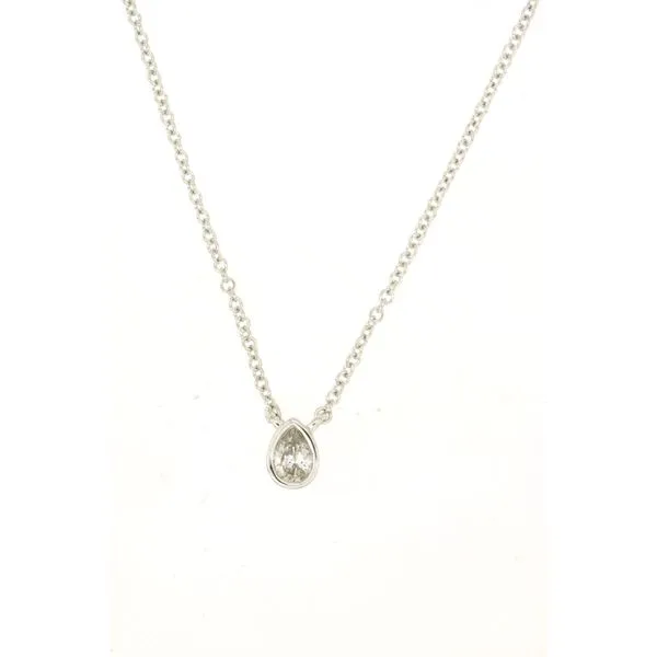 14kt White Gold Bezel Pear Cut Diamond Pendant Becky Beauchine Kulka Diamonds and Fine Jewelry Okemos, MI