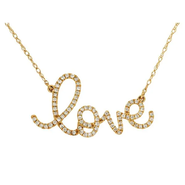 14kt Yellow Gold \ LOVE\ Diamond Necklace