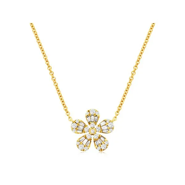 14kt Yellow Gold Flower Diamond Pendant Becky Beauchine Kulka Diamonds and Fine Jewelry Okemos, MI