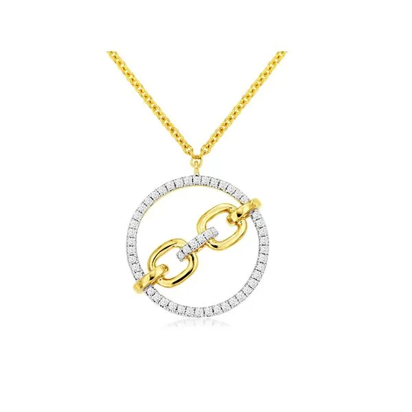14kt Yellow Gold Open Circle Chain Link Diamond Pendant