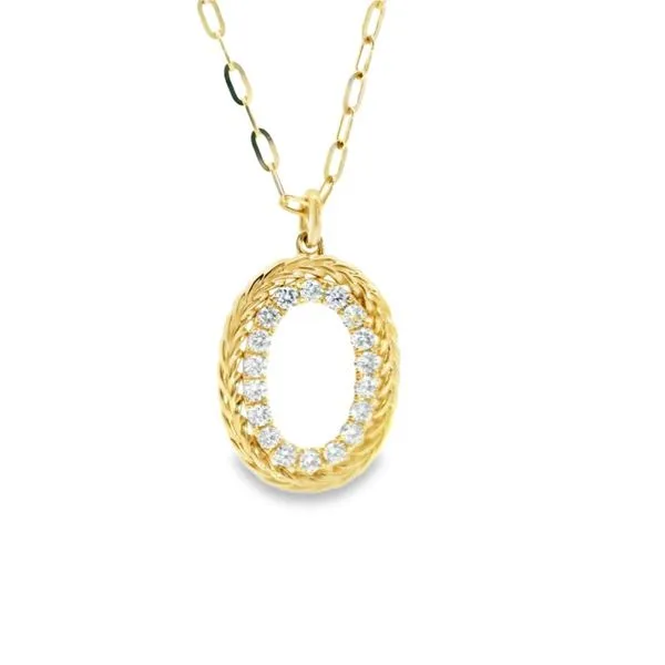 14kt Yellow Gold Diamond Oval Pendant on Paperclip Chain