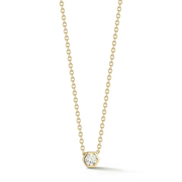 14kt Yellow Gold Hexagon Bezel Diamond Pendant