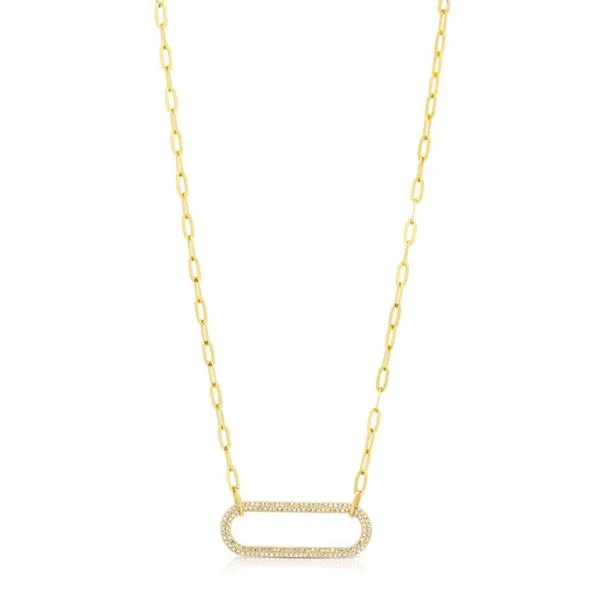 14kt Yellow Gold Diamond Paperclip Neckalce