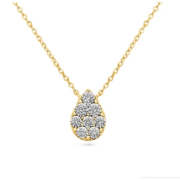 14kt Yellow Gold Pave Diamond Pear Shaped Pendant Becky Beauchine Kulka Diamonds and Fine Jewelry Okemos, MI