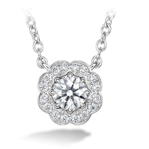 Hearts on Fire Lorelei diamond halo necklace Becky Beauchine Kulka Diamonds and Fine Jewelry Okemos, MI