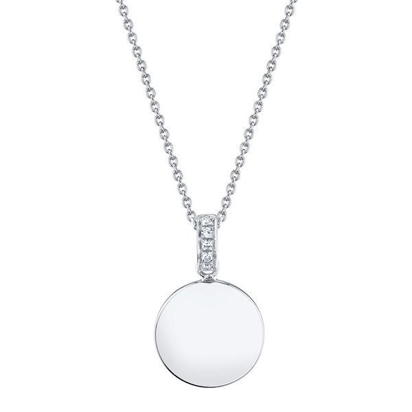 14kt White Gold Disk Style Necklace with Diamond Bail Becky Beauchine Kulka Diamonds and Fine Jewelry Okemos, MI