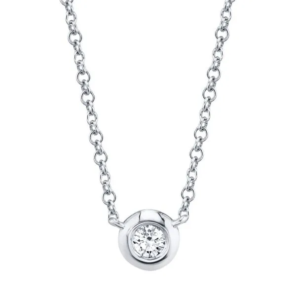 14kt White Gold Round Bezel Set Necklace Becky Beauchine Kulka Diamonds and Fine Jewelry Okemos, MI