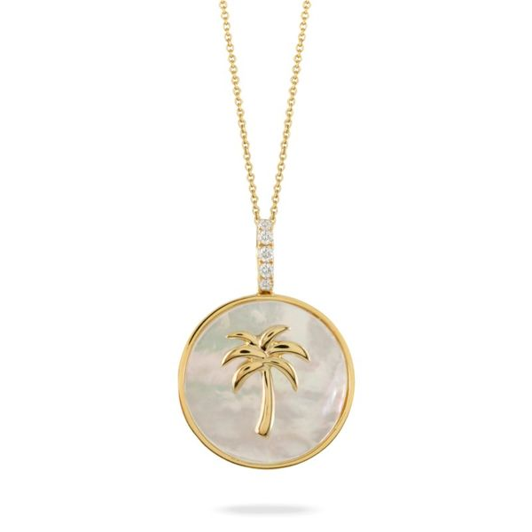 Mother of Pearl Palm Tree Medallion Necklace Becky Beauchine Kulka Diamonds and Fine Jewelry Okemos, MI