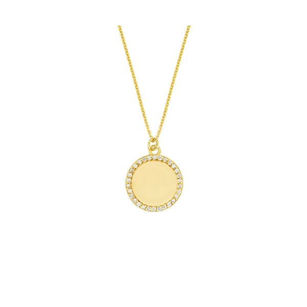 14K Yellow Gold Disk Pendant with Diamonds Becky Beauchine Kulka Diamonds and Fine Jewelry Okemos, MI