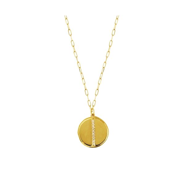 14K Yellow Gold Round Pendant with Diamonds Becky Beauchine Kulka Diamonds and Fine Jewelry Okemos, MI