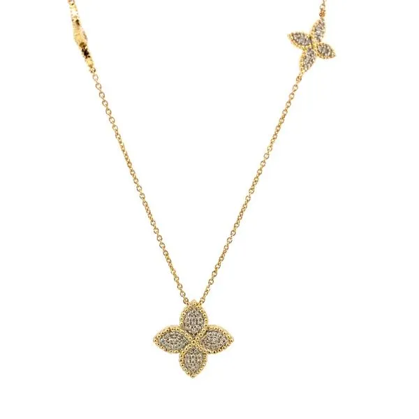 14kt Yellow Gold Diamond Flower Station Necklace Becky Beauchine Kulka Diamonds and Fine Jewelry Okemos, MI
