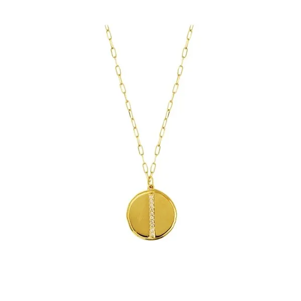 14K Yellow Gold Round Pendant with Diamonds