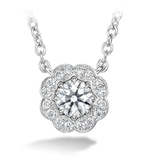 Hearts on Fire Lorelei diamond halo necklace Becky Beauchine Kulka Diamonds and Fine Jewelry Okemos, MI