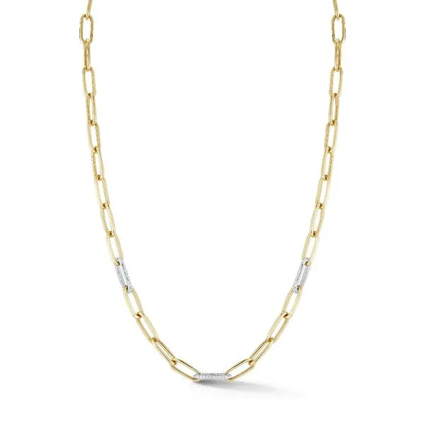 14kt Yellow Gold Pave Diamond Paperclip Necklace