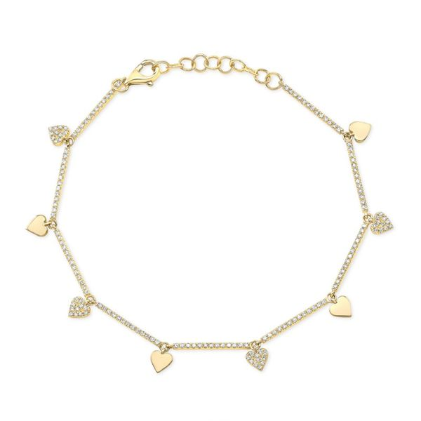 14kt Yellow Gold Heart Charm .444cttw Diamond Bracelet Becky Beauchine Kulka Diamonds and Fine Jewelry Okemos, MI