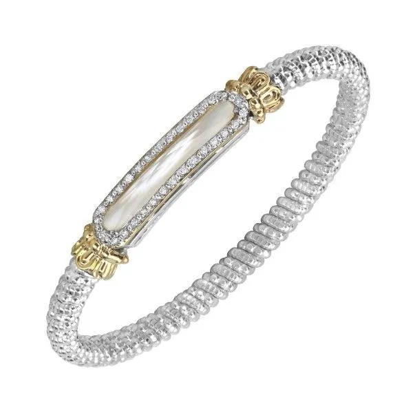 14kt Yellow Gold and Sterling Silver Diamond Bangle with ...