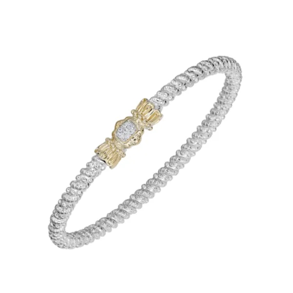 14kt Yellow Gold and Sterling Silver Diamond Bangle Brace...
