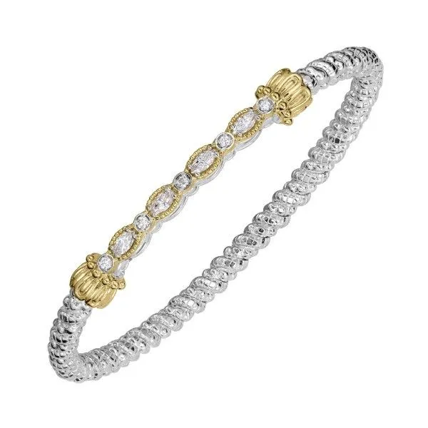 14kt Yellow Gold and Sterling Silver Diamond Bangle By Vahan