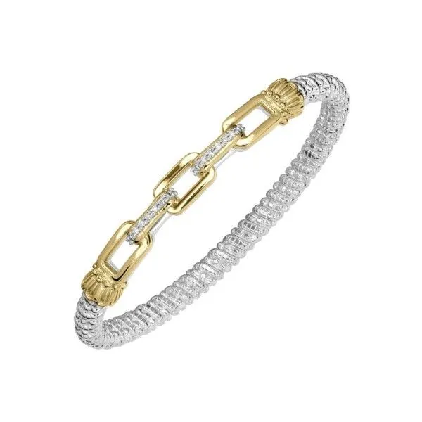 14kt Yellow Gold And Sterling Silver Diamond Bangle By Vahan
