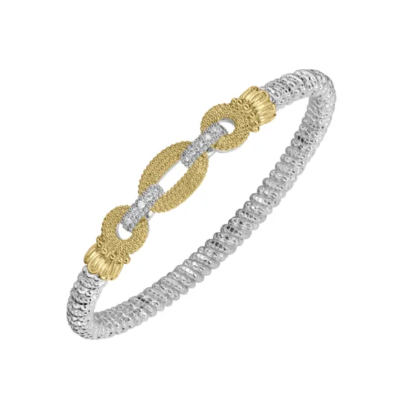 14kt Yellow Gold And Sterling Silver Diamond Chain Link B...