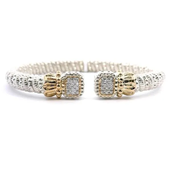14kt Yellow Gold and Sterling Silver Diamond Cuff Bangle ...