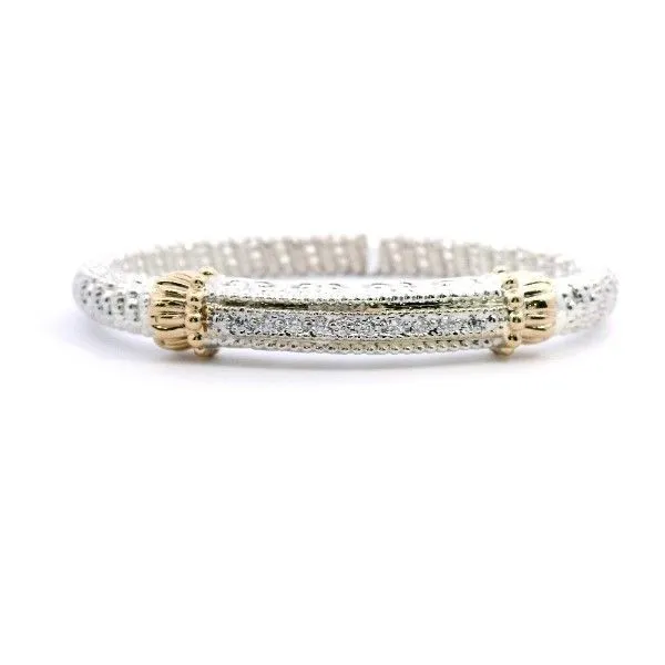 14kt Yellow Gold and Sterling Silver Diamond Bangle